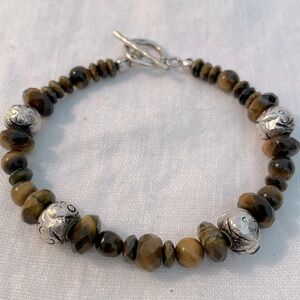 Faceted Tiger Eye and Thai Silver Bracelet